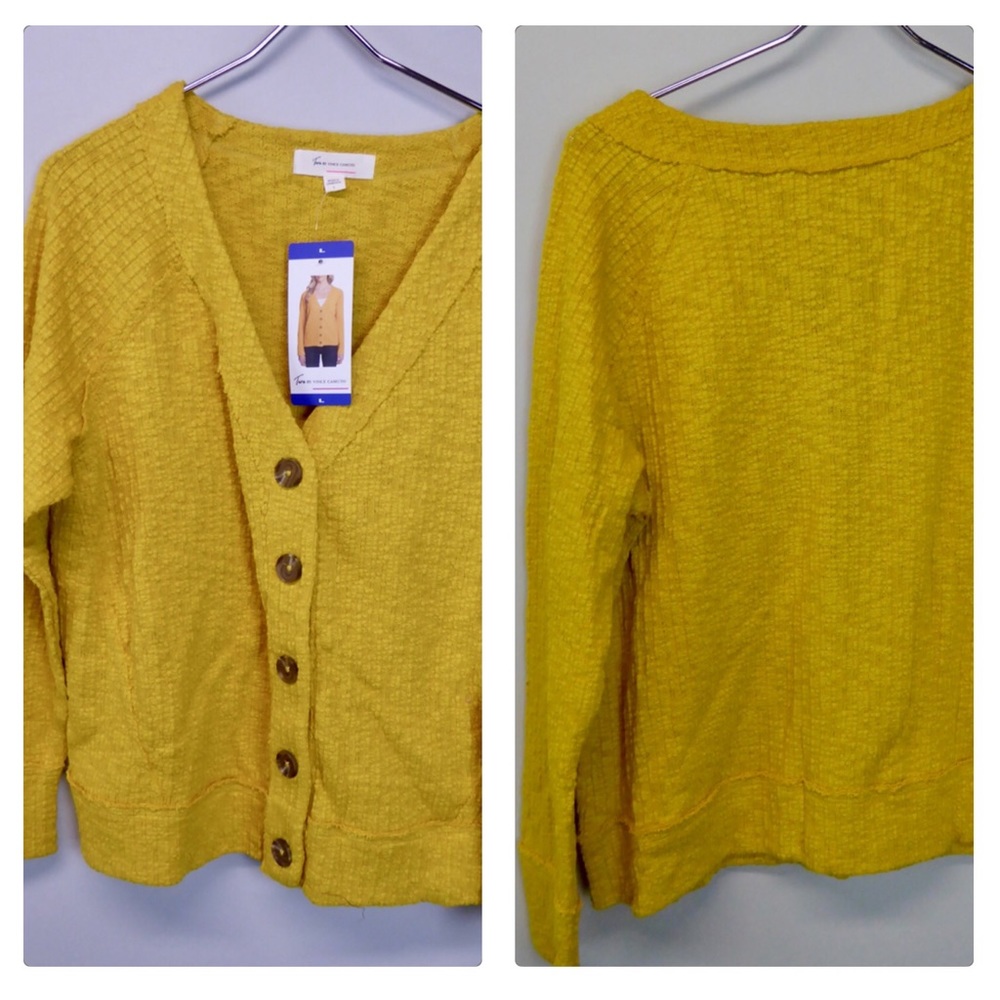 Vince Camuto Button Cardigan Sweater Slub Knit NWT